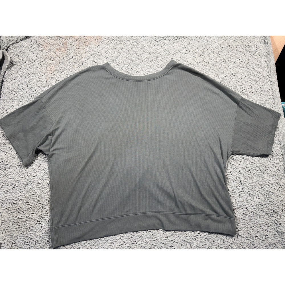 American Eagle Ribbed Open Back Crossover Top Olive Green Large